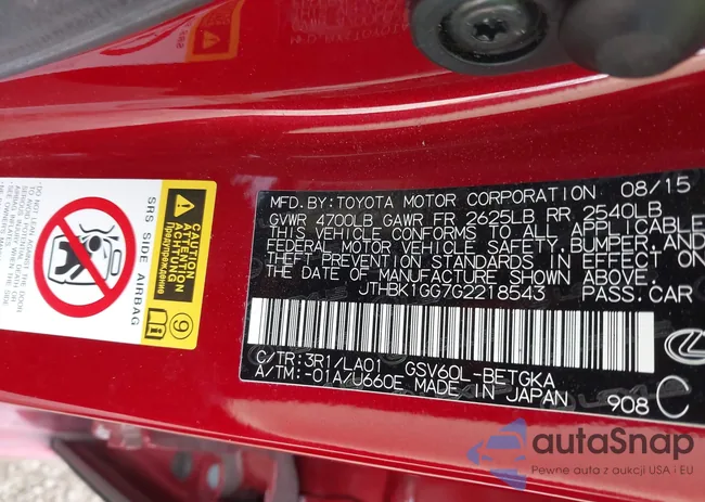 JTHBK1GG7G2218543: 43798638