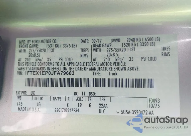 1FTEX1EP0JFA79603: 43798734