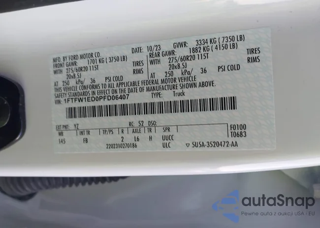 1FTFW1ED0PFD06407: 43798777