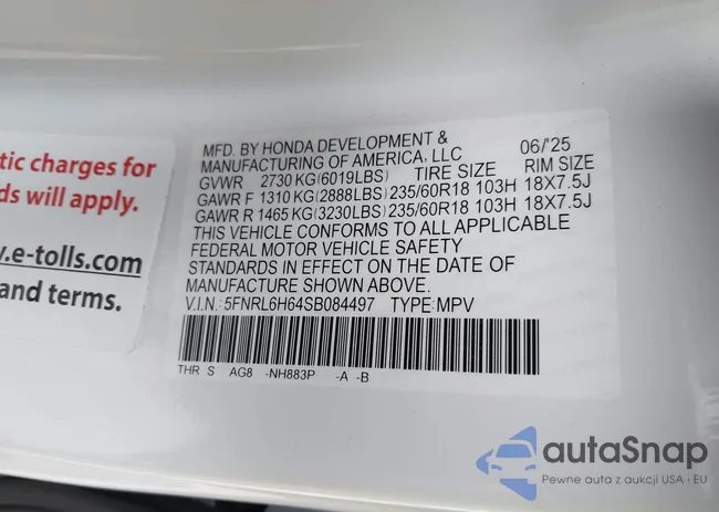 5FNRL6H64SB084497: 43798945