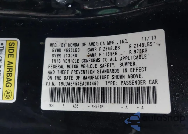 19UUA8F54EA004460: 43800053