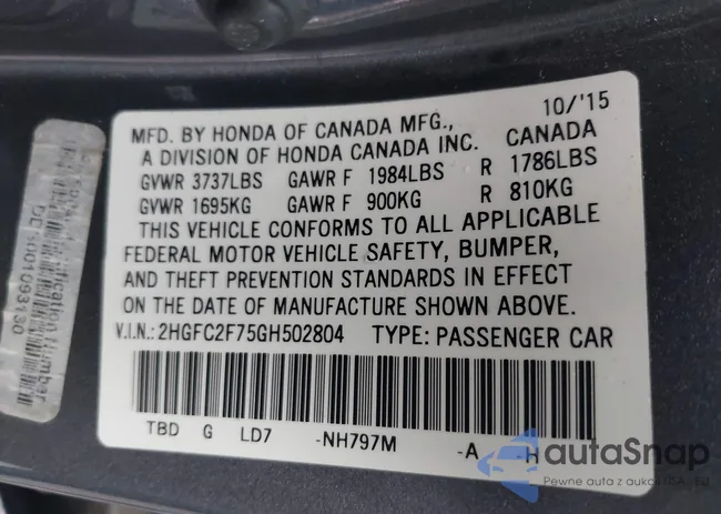 2HGFC2F75GH502804: 43800109