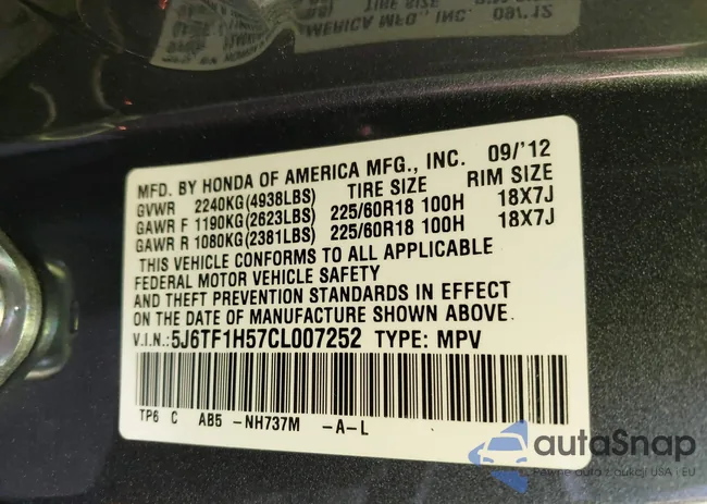 5J6TF1H57CL007252: 43800112