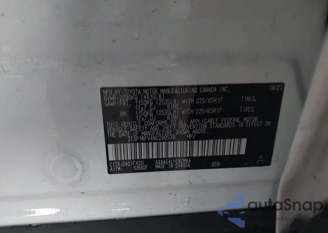 2T3P1RFV4NC290539: 43800158