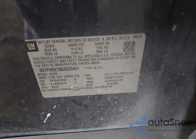 3GYFNEE39GS529441: 43800193