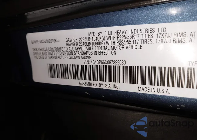 4S4BP66C097322680: 43800245