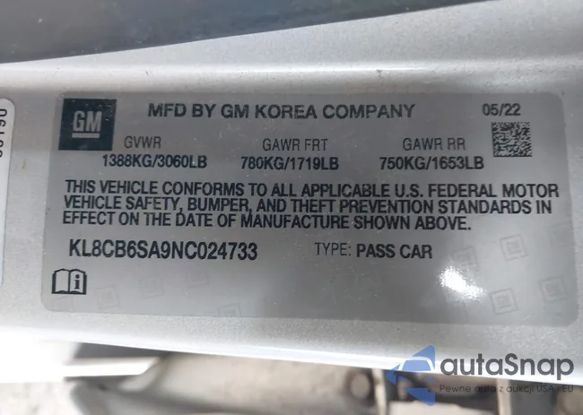 KL8CB6SA9NC024733: 43800354