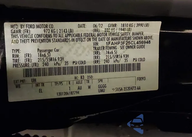 1FAHP3F25CL456948: 43800358