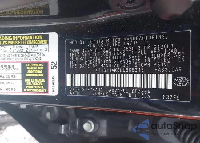 4T1G11AK6LU866313: 43800402