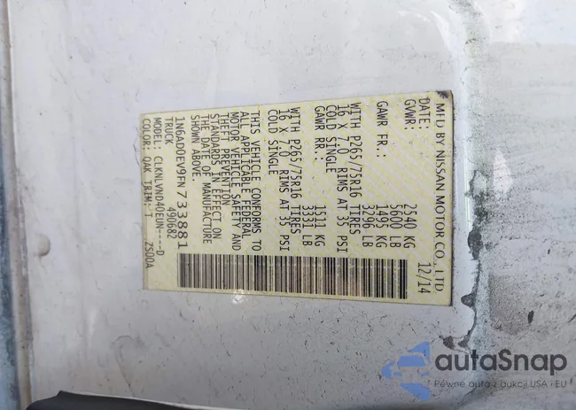 1N6AD0EV9FN733881: 43800463