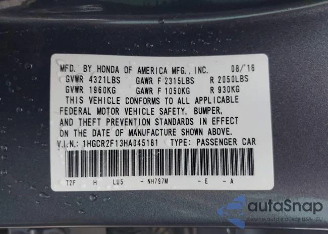 1HGCR2F13HA045181: 43800517