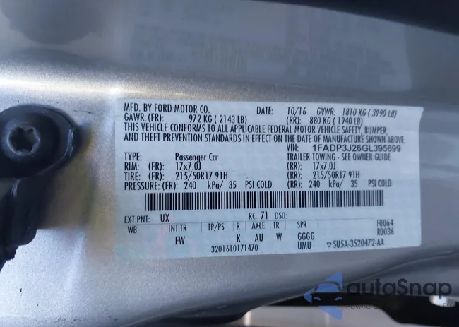 1FADP3J26GL395699: 43799579