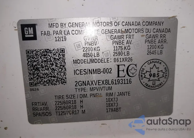 2GNAXVEX8L6193116: 43799639