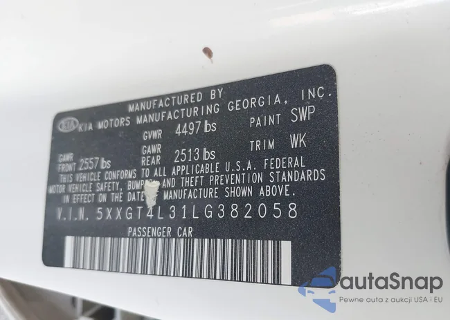 5XXGT4L31LG382058: 43799663