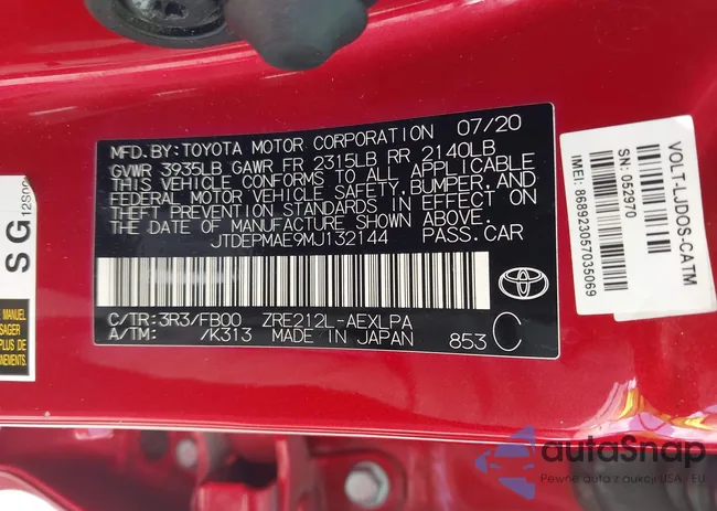 JTDEPMAE9MJ132144: 43799772