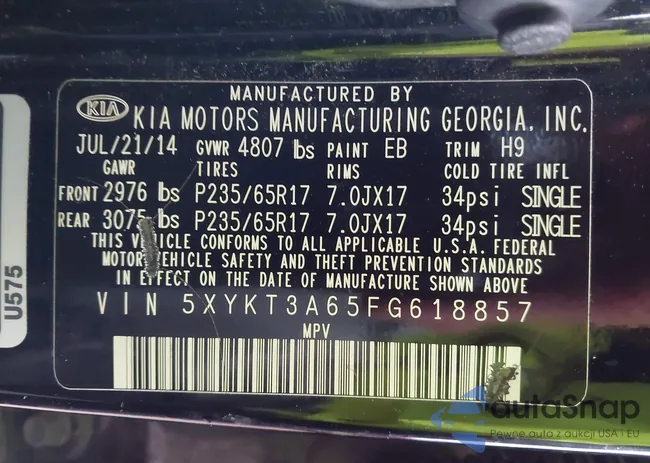 5XYKT3A65FG618857: 43800997