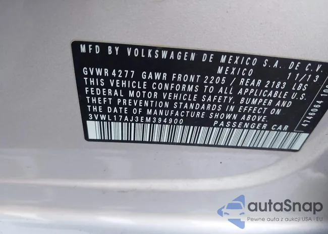 3VWL17AJ3EM394900: 43801137