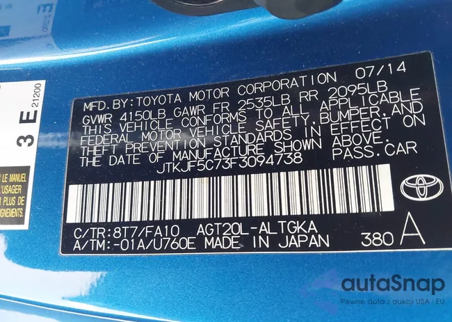 JTKJF5C73F3094738: 43801209