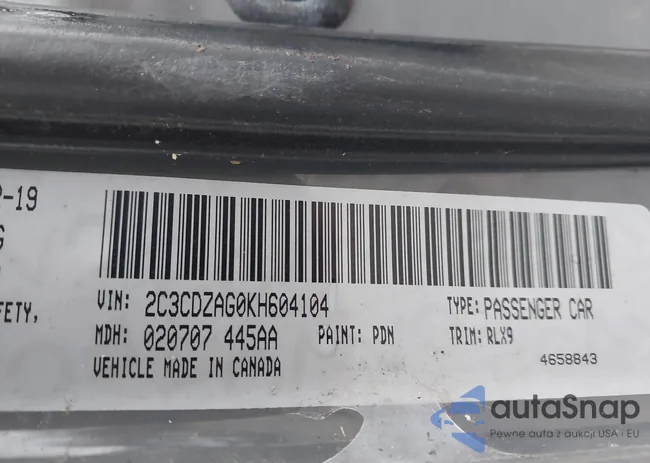 2C3CDZAG0KH604104: 43801534