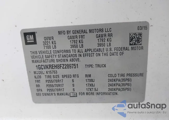 1GCVKREH8FZ289751: 43800565