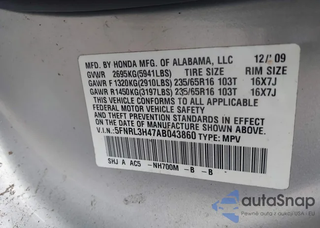 5FNRL3H47AB043860: 43800570