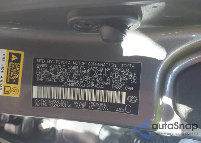 JTHBW1GG6F2084580: 43800580