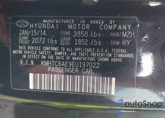 KMHTC6AE9EU197022: 43800902