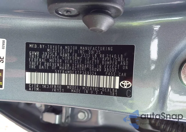 5YFB4MDEXTP369324: 43800909