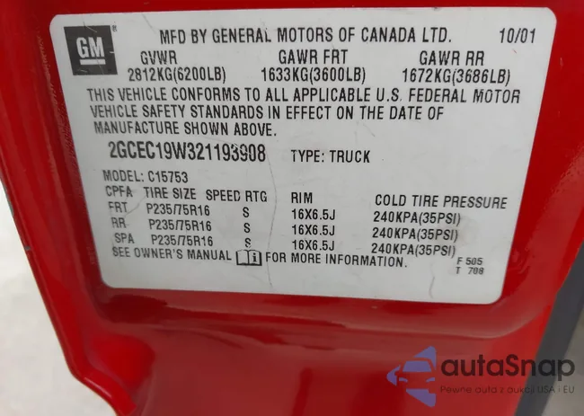 2GCEC19W321193908: 43800933