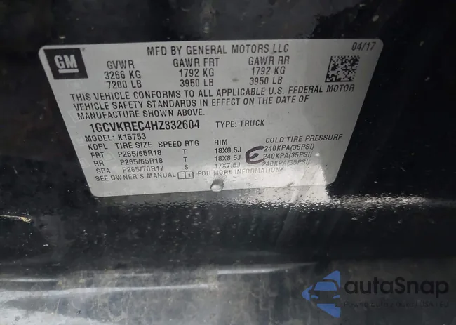 1GCVKREC4HZ332604: 43801993