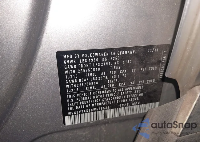 WVGBV7AX9CW538532: 43802007