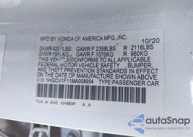 1HGCV1F11MA008954: 43802071