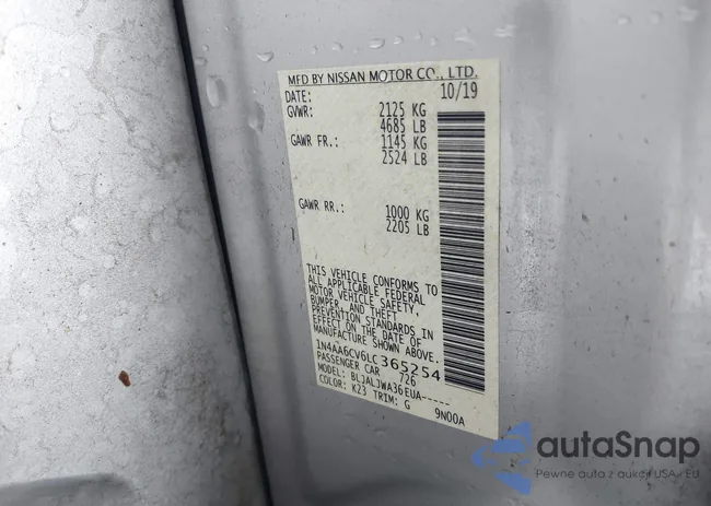 1N4AA6CV6LC365254: 43802162