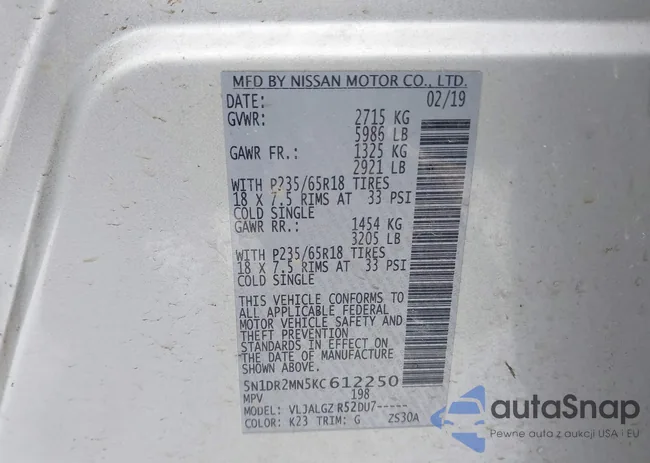 5N1DR2MN5KC612250: 43802165