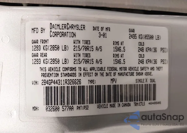 2B4GP44311R326626: 43802347