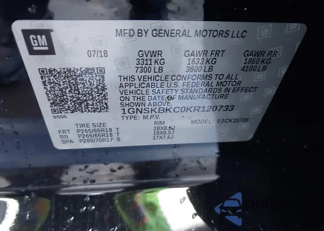 1GNSKBKC0KR120733: 43802350