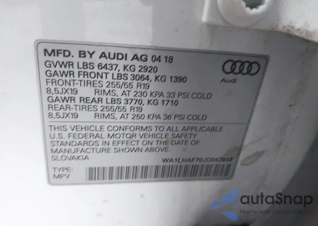 WA1LHAF70JD042012: 43802369