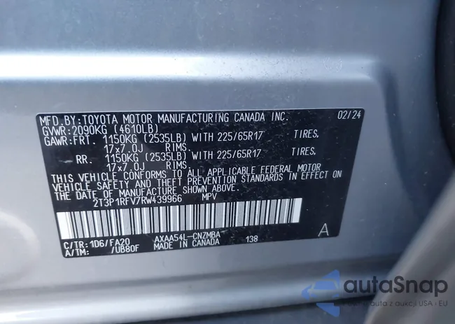 2T3P1RFV7RW439966: 43802409