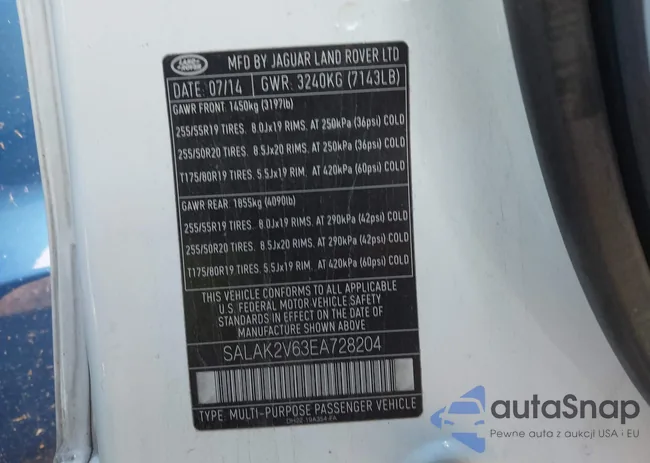 SALAK2V63EA728204: 43802495
