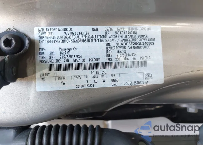 1FADP3F25GL340802: 43802499