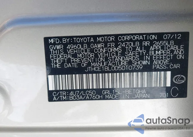 JTHCE1BL0D5010739: 43801589