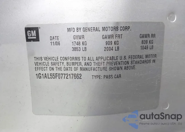 1G1AL55F077217662: 43801658