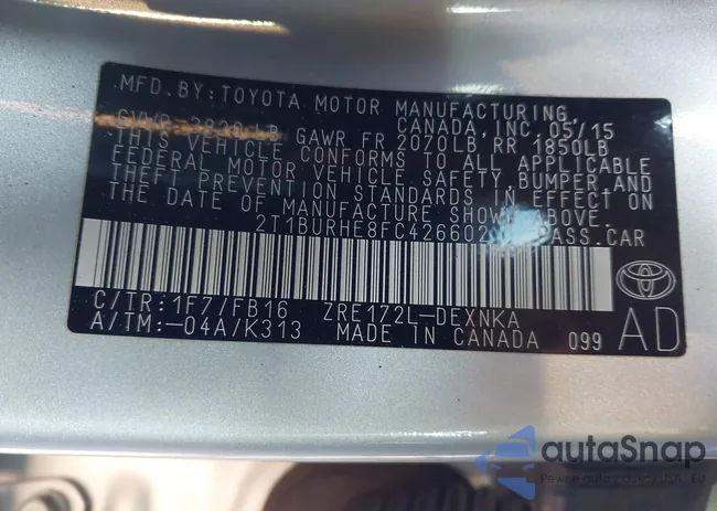 2T1BURHE8FC426602: 43801777