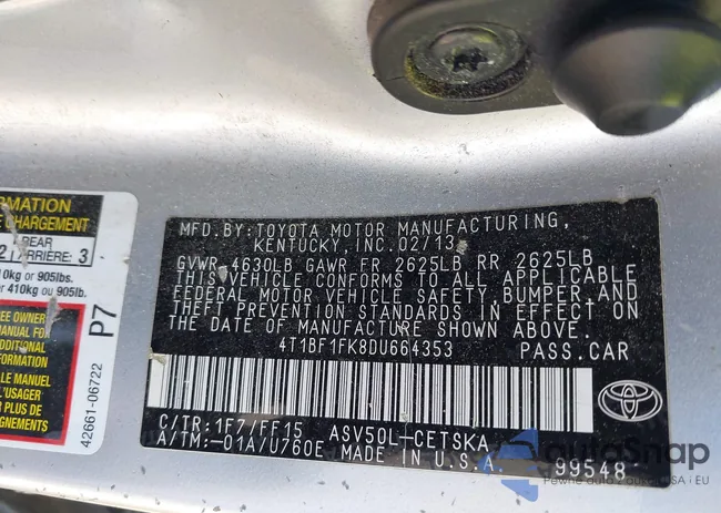 4T1BF1FK8DU664353: 43801883