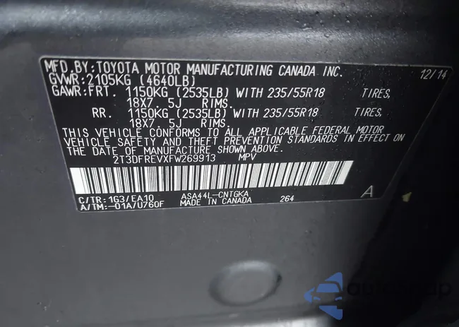 2T3DFREVXFW269913: 43801896