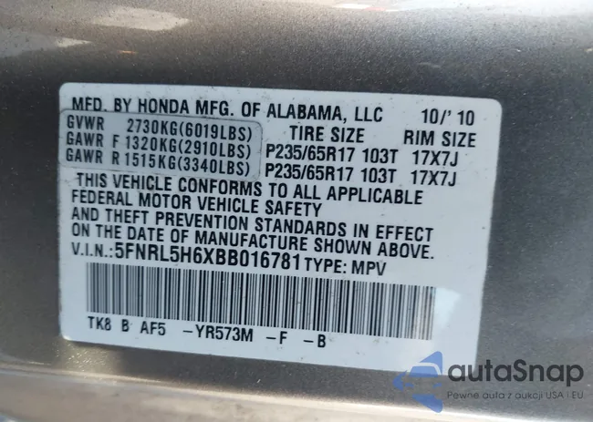 5FNRL5H6XBB016781: 43803115