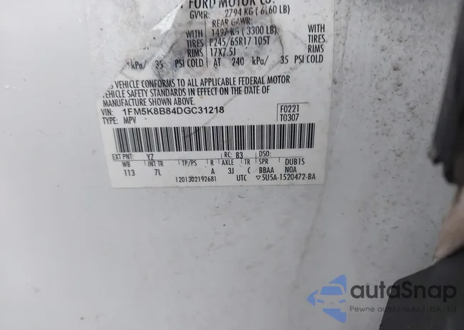 1FM5K8B84DGC31218: 43803239