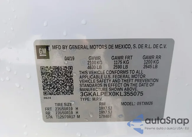 3GKALPEX0KL355075: 43803244