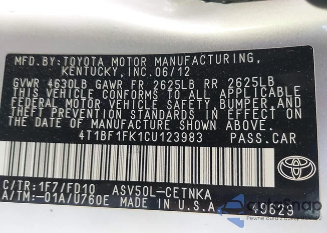 4T1BF1FK1CU123983: 43803341