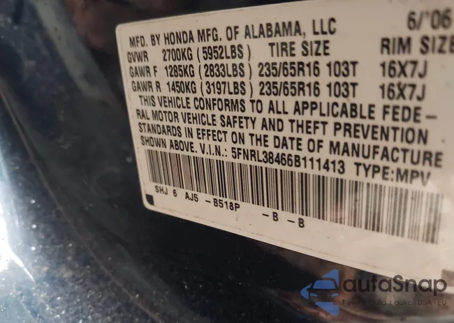 5FNRL38466B111413: 43803350